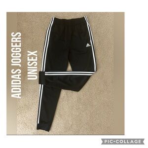 ADIDAS Youth L(14-16)Athletic Track Pants Like New Black & White 3 stripe UNISEX